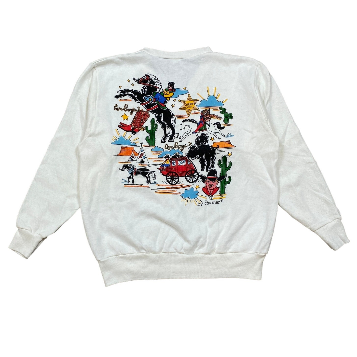 Vintage 70s Western Rodeo Cowboy Chamar Boxy Sweater Size L